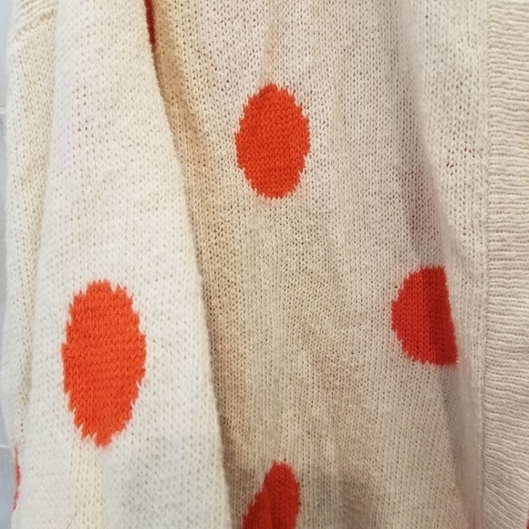 {XS} Wildfox White Label Oversized Orange Polka Dot Cream Cardigan - Picture 4 of 8